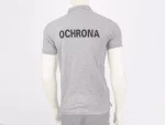 Koszulka polo z czarnymi napisami “OCHRONA” (szara) - obrazek 2