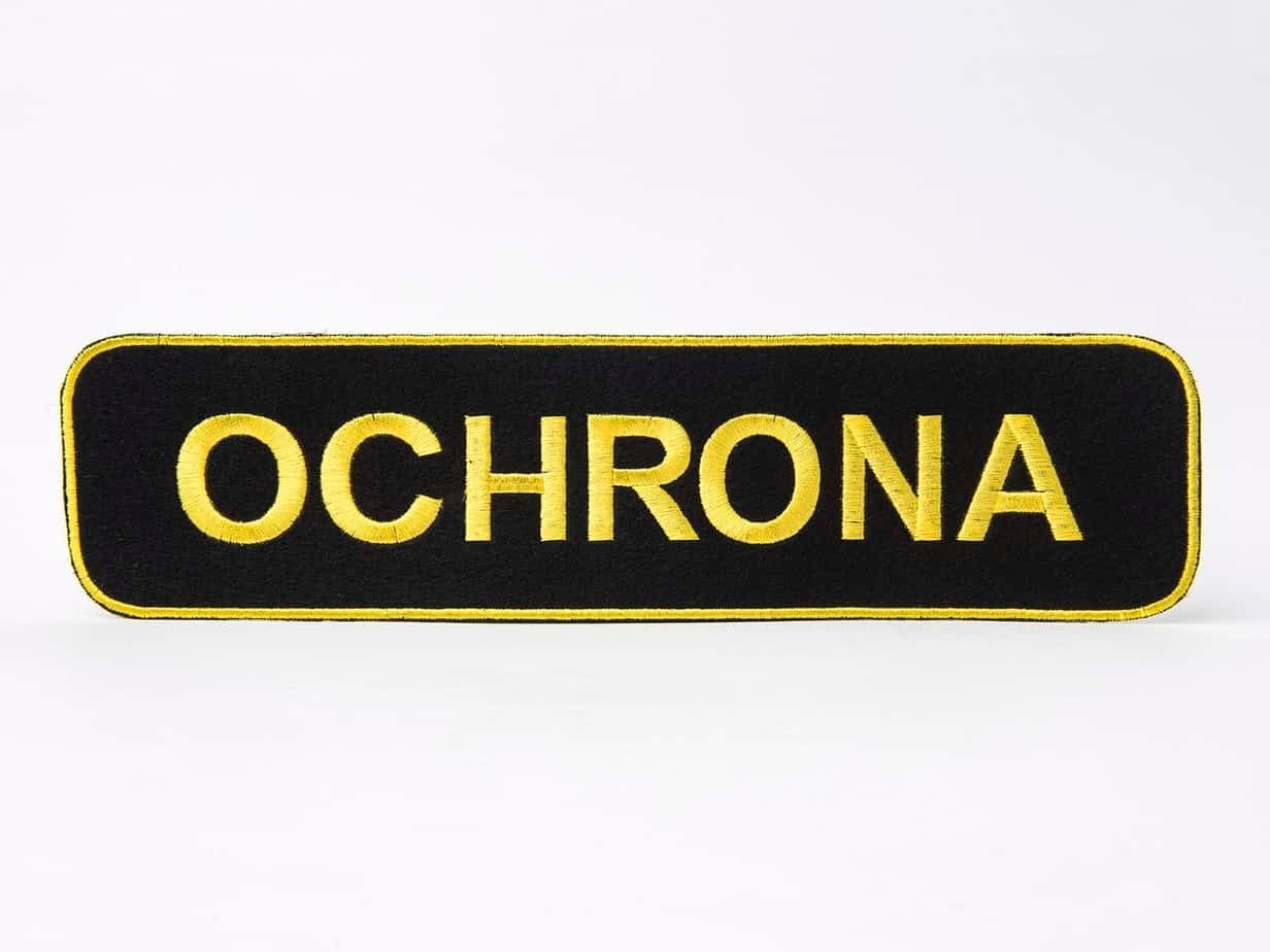 KIRYS-naszywka-ochrona-duza-zolta.jpg Duża naszywka "Ochrona" - obrazek 1